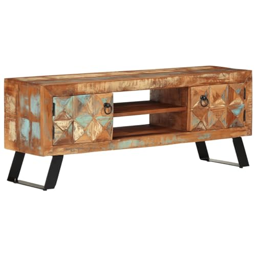BaraSh Mueble de TV Madera Mueble Television Salon Muebles de TV Mesa TV Salon Maciza reciclada 112x30x45 cm