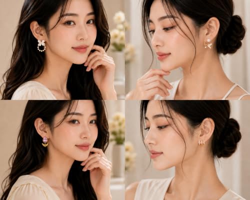 Image of Customise 12 Pairs Earrings Set for Women with Jewellery Box | korean earring Stylish Stud, Pearl, Drop & Designer Earrings | Premium Gift Set for Girls | Birthday, Anniversary and gifting |