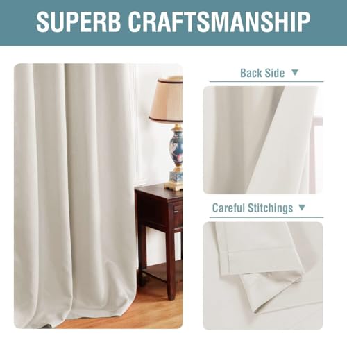 Image of H.VERSAILTEX Light Blocking Curtain for Living Room Thermal Insulated Window Treatment Panel /Drape for Dining Room, Elegant Soft Curtain for Bedroom Grommet Top One Panel (Ivory - 52x90 Inches)