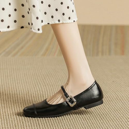 Hycurey Mary Jane Flats for Women Classic Round Toe Women Dressy Comfort Ankle Strap Flats for Commute Daily Wear4