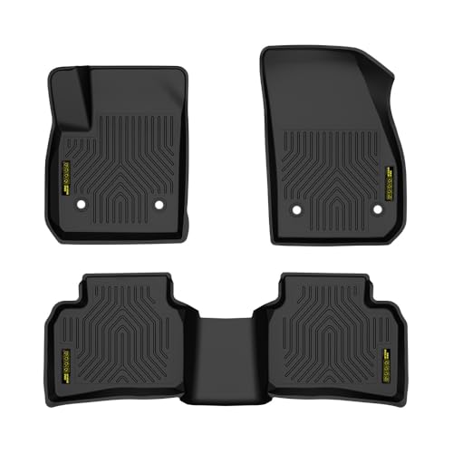 PIT66 TPE Floor Mats Fit Cadillac XT4 2019 2020 2021 2022 2023 2024 2025 1st & 2nd Row Truck Accessories Cargo Liners All Weather Protection alfombras para carro Black 3Pcs Fit Cadillac XT4