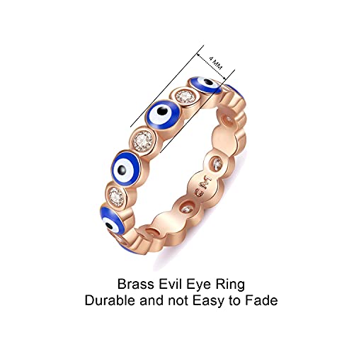 Puerzi Evil Eye Ring,Rose Gold Plated Ring Suitable For Women Girls,Size 6 To 10 (Gold, 8) #TOP3