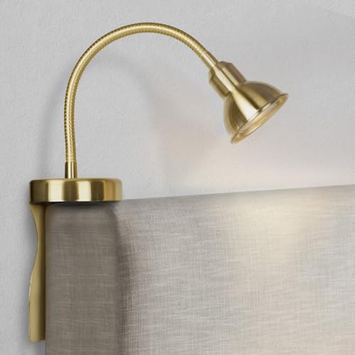 Solfres Patented Innovative Design Headboard Reading Light. No Drilling Golden