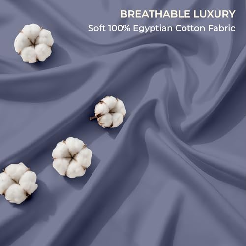 Image of SGI bedding 100% Egyptian Cotton Sheets RV King Size - 600 Thread Count Sheets Set, Soft, Cooling, 15 inch Deep Pocket, Luxury Hotel Bedding, Breathable, Durable - Mediterranean Blue
