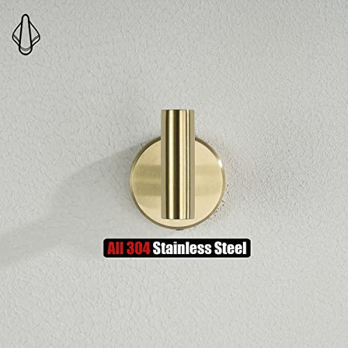 Jqk Bathroom Towel Hook Brushed Gold, Brass Coat Robe Clothes Hook For Bathroom Kitchen Garage Wall Mounted (Pack Of 2), Sus 304 Stainless Steel 0.8Mm, Th100-Bg-P2 #TOP4