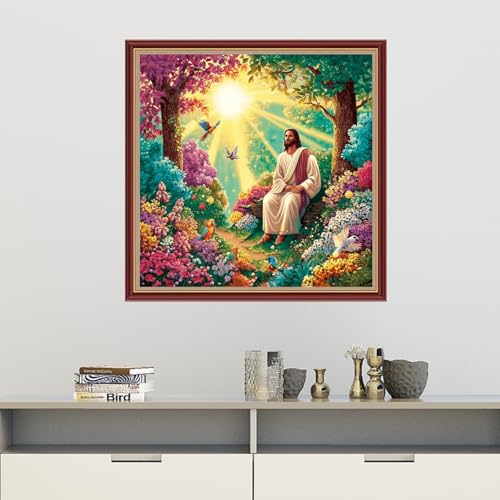 Image of Dooxvey Cross Stitch Kits for Adults Beginners,Full Range of Cross-Stitch Stamped Kits Needlepoint Kits for Beginners Embroidery Kits 11CT Cross Stitch Patterns-Jesus Sunrise 18x18 inch