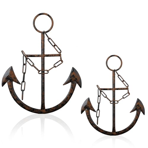 Tandefio 2 Pcs Metal Nautical Anchor Wall Art Decor with