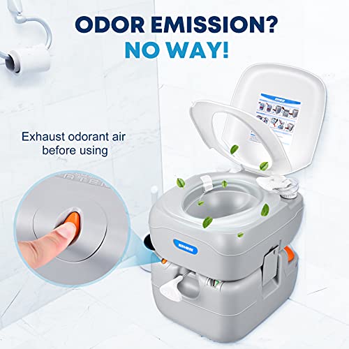 Kohree Portable RV Toilet, Camping Toilet Porta Potty, 5.8 Gallon Detachable Waste Tank, Indoor Outdoor Leak-Proof Toilet with Level Indicator, for Adults Home Use, RV Travel, Boat and Trips by Kohree - Image 6