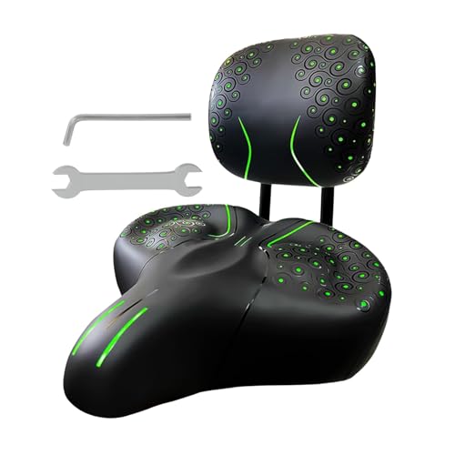 Asiento de ciclismo con respaldo, funda de sillín de ciclismo, asiento cómodo, cojín de asiento de piel sintética, asiento de ciclismo ancho con soporte trasero para scooter eléctrico de ciclismo de