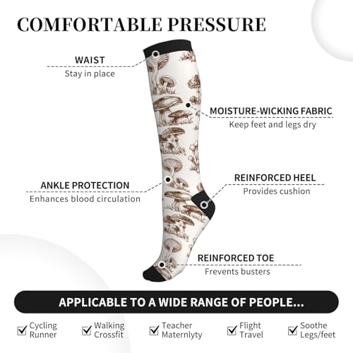 Image of Compression Socks for Women Men Circulation Graduated Supports Socks for Running Travel Nurse Athletic Sports