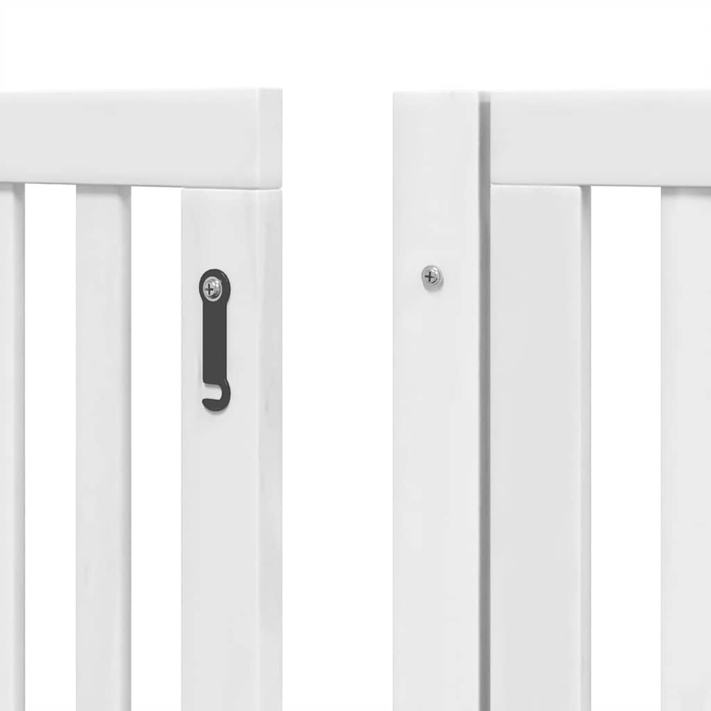Puerta plegable para perros de 15 piezas con puerta de madera de álamo, rejilla para perros con puerta con cerradura, puerta para perros sin taladrar, para seguridad de mascotas