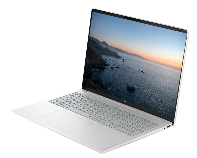 Image of HP OmniBook 3 Touchscreen Business Laptop Computer, 16 inch WUXGA IPS Display, Windows 11 Pro, 512GB PCIe SSD, 8GB RAM LPDDR5, AMD Ryzen 5 40 Processor, Numeric Keypad, PLUSERA 8-in-1 Hub, Glacier Silver