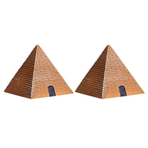 Happyyami 2Pcs Résine Pyramide Égyptienne Statue Modèle Mini Egypte Figurine Monde Célèbre Bâtiment Sculpture Collection Figurine Statue Figure