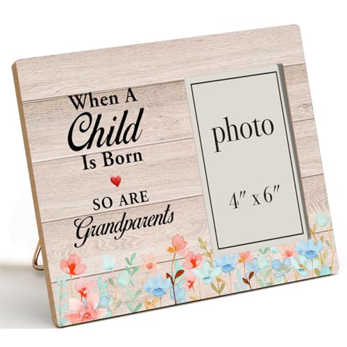 Dumyum New Grandparents Gifts First Time Grandparents Gifts Wood Photo Frame Pregnancy Announcement Picture Frame Photo 4×6 Inches