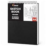 Zenacolor Sketch Book A4 - Hardcover Sketchbook 50 Sheets/100 Pages & 200GSM Very Thick Paper Art Book, Spiral Bound - Drawing Pad for Artist: Sketching, Portraits