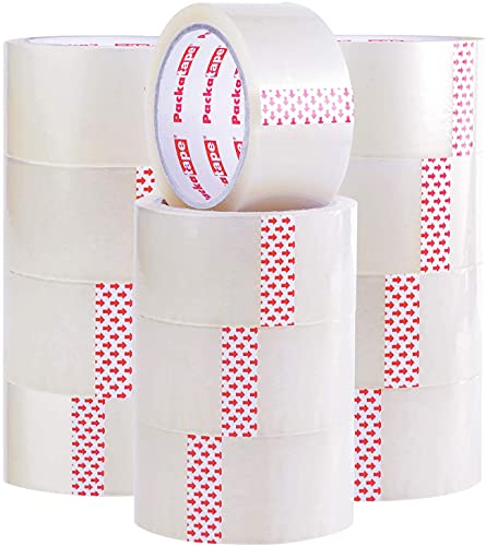 Packatape 12 rouleaux de ruban adhésif transparent pour emballage 48 mm x 66 m | Ruban d'emballage transparent pour emballage, ruban adhésif d'emballage transparent, ruban adhésif très résistant Cover
