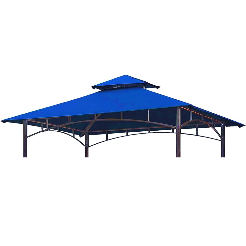 Garden Gazebo Cover Replacement 3x3m Waterproof Patio Canopy Tent Top，Outdoor Double-Tier BBQ Gazebo Grill Canopy Barbecue Tent Shelter (TOP ONLY)(Blue)