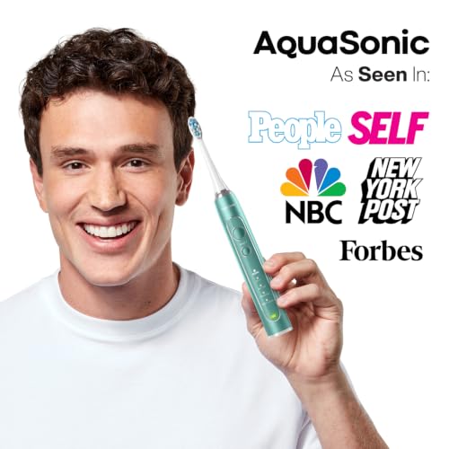 Image of Aquasonic Vibe Series PRO - Ultra-Whitening Electric Toothbrush - 5 Modes & Smart Timers - Premium Travel Case & 6 Proflex Brush Heads - ADA Accepted Toothbrush (Mint Green Metallic)