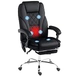 Vinsetto Massage Office Chair with 6 Point Massage and Heat, Desk Chair with Footrest, Reclining Backrest, Swivel Wheels, Adjustable Height, Black