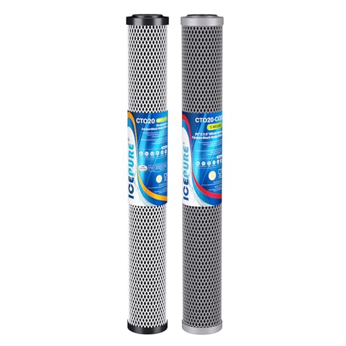 Image of ICEPURE 2.5 inchx 20 inch Whole House Carbon Sediment Water Filter High Capacity Combo Kit, Carbon Block Cartridge and Activated Carbon Heavy Metal Removal Filter Replacement for C1-20, EP-20, F3WCB32