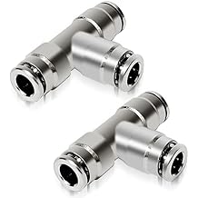 نحاس 1/4 "أنبوب OD 3 Way Union Tee Air Fittings دفع لتوصيل الأنابيب تركيب موصل هوائي سريع تركيبات قفل دفع - 2 حزمة