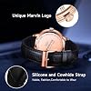 marvin Luxury Watches for Men Swiss Mens Watch Casual Men's Wrist Watches with Silicone and Leather Strap,Stainless Steel Case,Quartz Movement,50M Waterproof