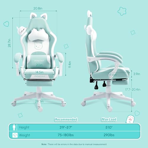 Dowinx Gaming Chair Cute with Cat Ears and Massage Lumbar Support の商品画像 1
