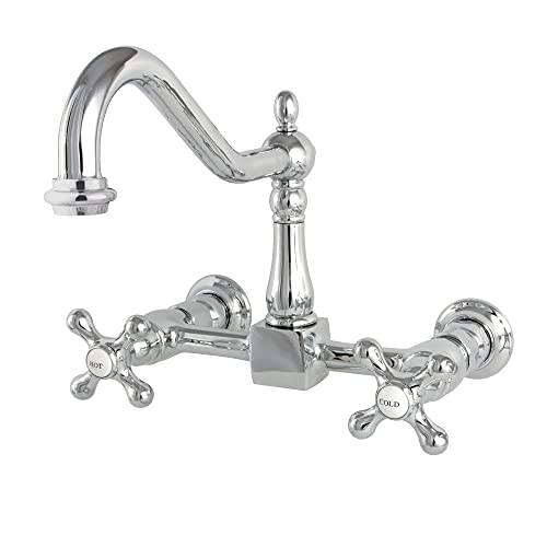 Review Product Kingston Brass KS1241AX Heritage Bridge Kitchen Faucet, 8-1/2", Polished Chrome