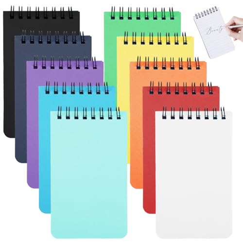Cuaderno A7 Cuadrícula Espiral,10 Colores Cuaderno de notas Tapa Blanda,Bloc de Notas Pequeño con Espiral,Pportátil,para Notas,Escritura,Oficina,Presupuesto,Lista,Escuela,50 Hojas,Pack 10 Libretas