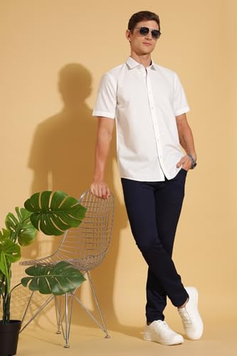 Image of Fyltr Men's Regular Fit Solid Shirt - Half Sleeve | Formal Shirts for Men
