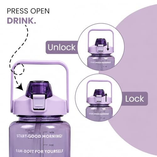 Image of Transparent Water Bottle 2000ML with Motivational Time Marker | Leak Proof&Break-Proof 2 litre water bottle | Best Usage For Office /School /Gym /Travel Water Bottle