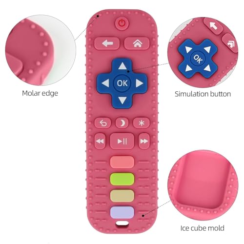 Image of Fu Store Baby Teether Toy Silicone Chew Toys for Baby Remote Control Shape | 0-6 6-12 3-24 Months Infant Toddler Teething Toy Teethers for Babies Relief Soothe Gum Freezable Dishwasher Refrigerator Safe