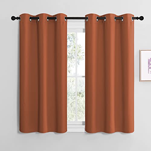 NICETOWN Bedroom Curtains 50 inches Long, Privacy and Thermal Insulated Blackout Drapes for Windows (Burnt Orange, 1 Pair, 42 x 50 inches) Burnt Orange 42"W x 50"L (Pack of 2)