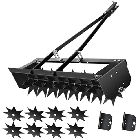 WETOXL 35-Inch Spike Tow Behind Aerator for Lawn Tractor, Pull Behind Aerator for Riding Mower with Steel Tines, Tractor Aerator for Farm Cover