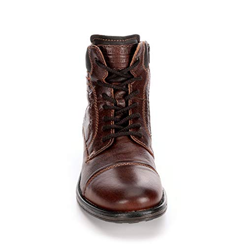 Mens Leather Cap Toe Lace Up Work Boot Shoes, Rust/Dark Brown, US 123
