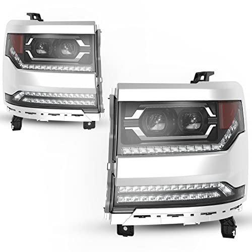 AUTOWIKI LED DRL Headlights Front Lamp Fit For 2016 2017 2018 2019 Chevy Silverado 1500 Chevrolet Headlamp Assemblies