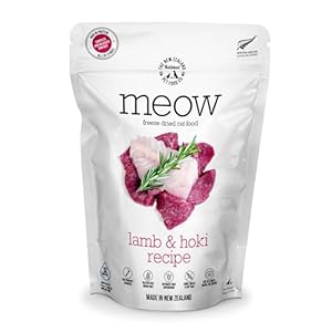 The New Zealand Natural Pet Food Co Meow Freeze Dried Cat Food – Lamb & Hoki Recipe, High Protein Treats, Meals & Toppers, Dry Cat Food, 9.9 oz
