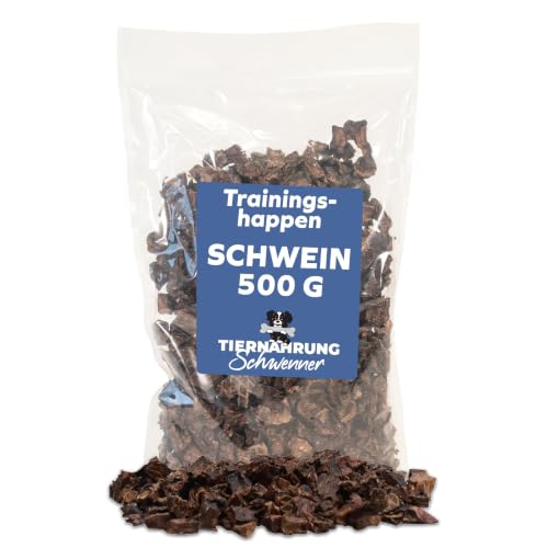 Tiernahrung Schwenner - Getrocknete Trainingshappen für Hunde I 500g Schwein I Hundeleckerlies für das Training