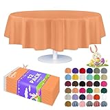 Grandipity Peach 12 Pack Premium Disposable Plastic Tablecloth 84' Inch Decorative Round Table Cover