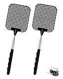 LEEQBCR 2 Stück Fliegenklatsche Ausziehbar,Fliegenklatsche Stabil,Insektenklatsche Mit Edelstahl Griff,Fliegenfänger Insektenfänger Fliegenschutz vor Insekten, Fliegen, Mücken, Wespen