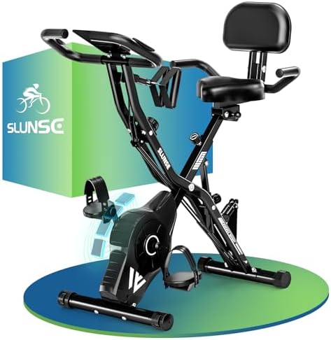 （12:30時点） SLUNSE エアロバイク 家庭用 静音 フィットネスバイク 5機能 折りたたみ 16段階負荷調節 LCDモニター&タブレットトレイ付き コンパクト収納 組立簡単 耐荷重160kg 日本語説明書付き