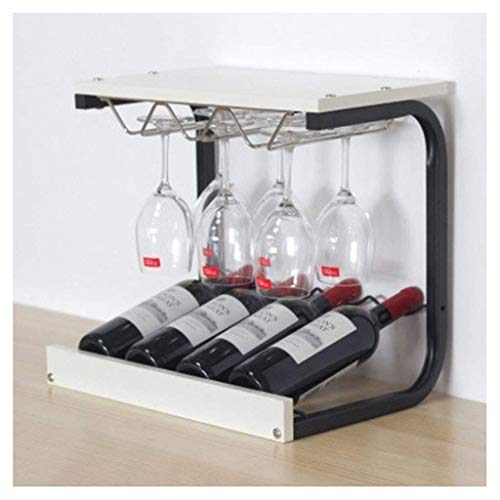 Soporte para copas de vino de hierro y madera blanco miniatura 1