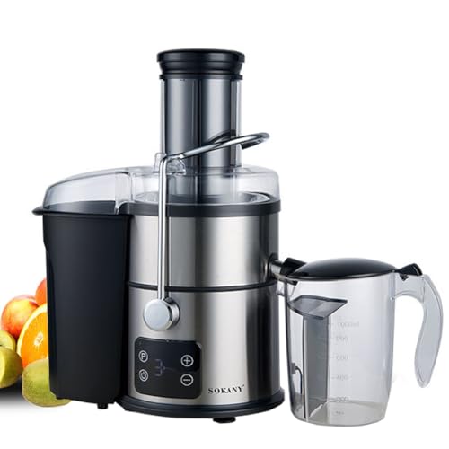 SOKANY 1200W Exprimidor de verduras y frutas, Pantalla táctil LCD exprimidor rápido que optimiza la cantidad de jugo, agujero de llenado grande de 85 mm, 5 velocidades, fácil de limpiar (SK-03014)