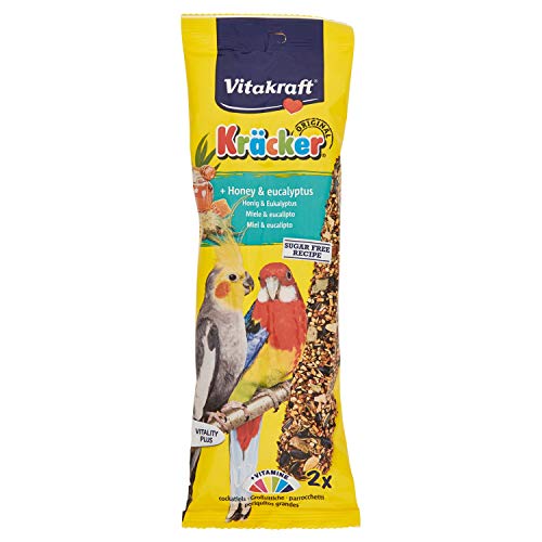Vitakraft - Barritas Kräcker para Loros Australianos, Sabor Miel y Eucalipto - 2 uds x 180 g