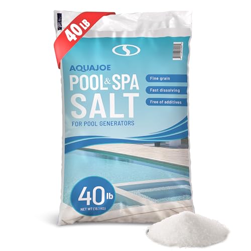 Aqua Joe Pool and Spa Salt for Pool Generators, 40 Pound Bag - Fast Dissolving Fine Grain for Above Ground and Inground Pools and Hot Tub Systems, AJ-PS40