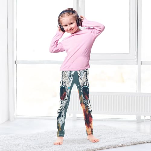 Toddler Girls Leggings Printed Yoga Pants Leggings Wild Cat Exotic Flower for Kids4