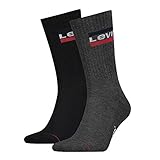Levi's Herren Levis 144ndl Regular Cut Sprtwr Logo 2p Socken, Mehrfarbig (Mid Grey/ Black 208), 43-46 EU