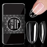 Cycullinyt Clear Medium Round Nail Tips, 600Pcs Full Cover False Nail Tips, Pre-shaped Fake Nails Tips for Nail DIY Salon Press on Nail Tips 14 Sizes