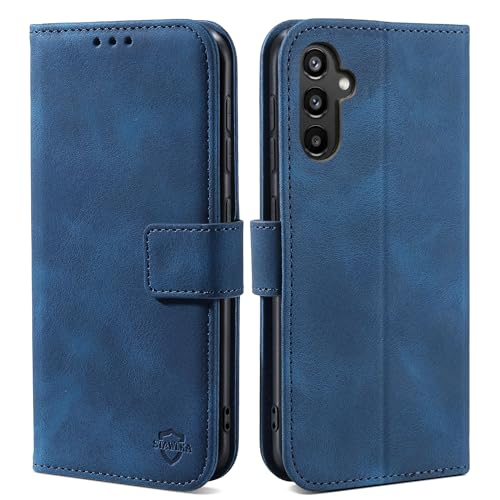 Étui portefeuille Samsung S24 bleu antichoc avec porte-cartes et béquille