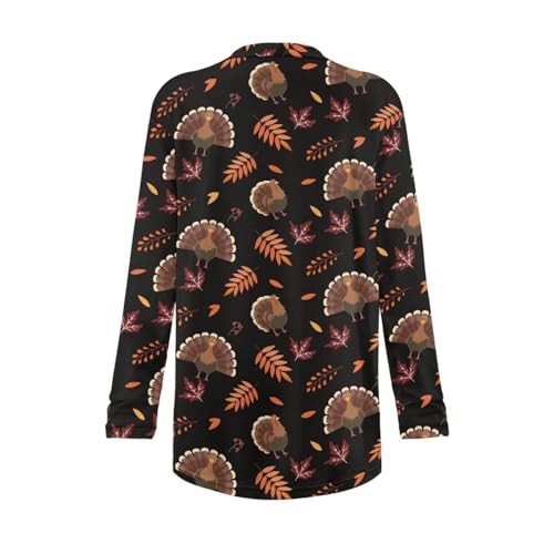 Image of Fall Maple Leaf Cardigan Sweaters for Women Long Sleeve Cardigan Soft Drape Open Front Dusters V-Neck Jackets Dressy